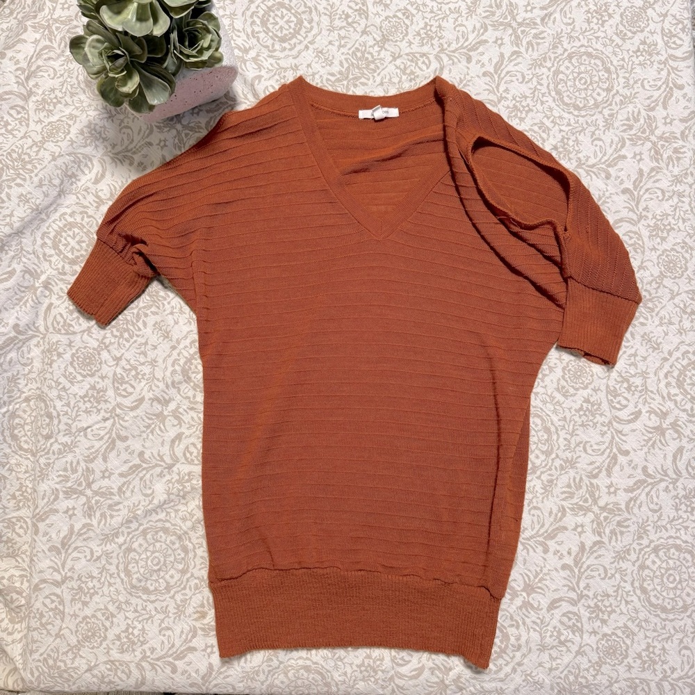 Burnt Orange Slouch Fit Top with Cold Shoulders
